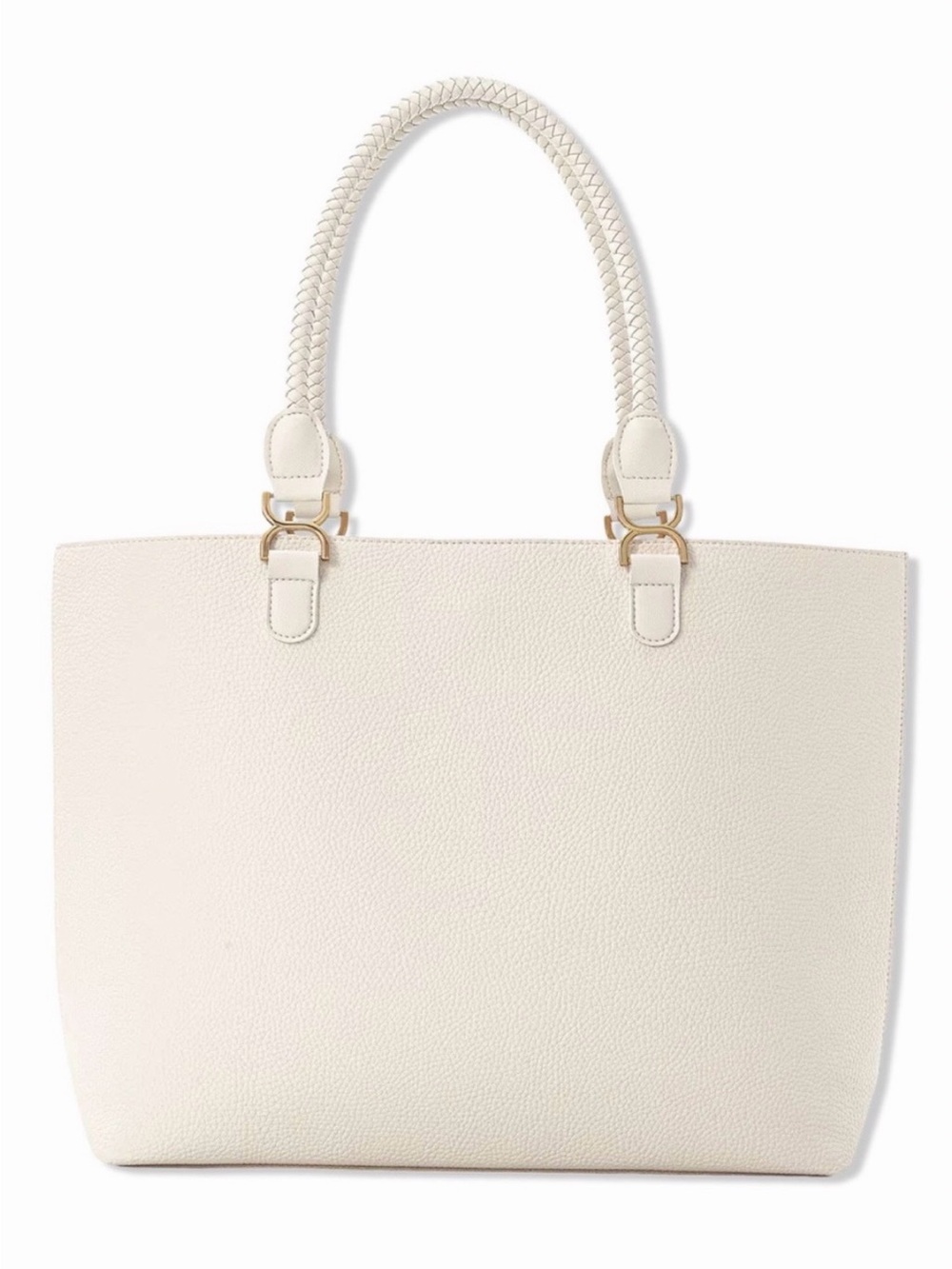 Large Tote Braided Handle Pebbled Vegan Leather Beige Shopping Beach Pool Ulta